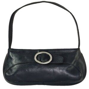 Vintage Kenneth Cole Y2K Rare Find Small Black Leather Purse Shoulder Bag Buckle